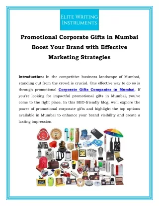 Promotional Corporate Gifts in Mumbai Boost Your Brand with Effective Marketing Strategies