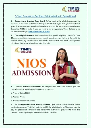 5 5 step process to get class 10 admission