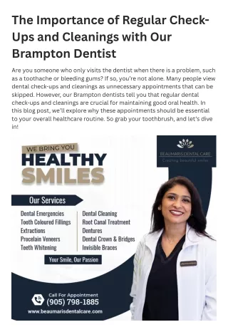 The Importance of Regular Check-Ups and Cleanings with Our Brampton Dentists