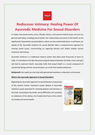 Rediscover Intimacy: Healing Power Of Ayurvedic Medicine For Sexual Disorders