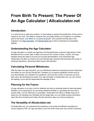 Title_ From Birth to Present_ The Power of an Age Calculator _ Allcalculator