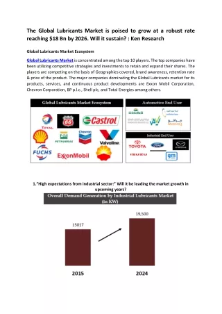 the global lubricants market is poised to grow