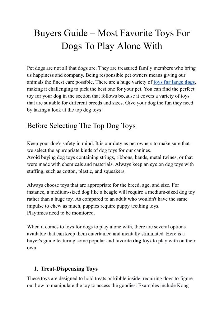 buyers guide most favorite toys for dogs to play