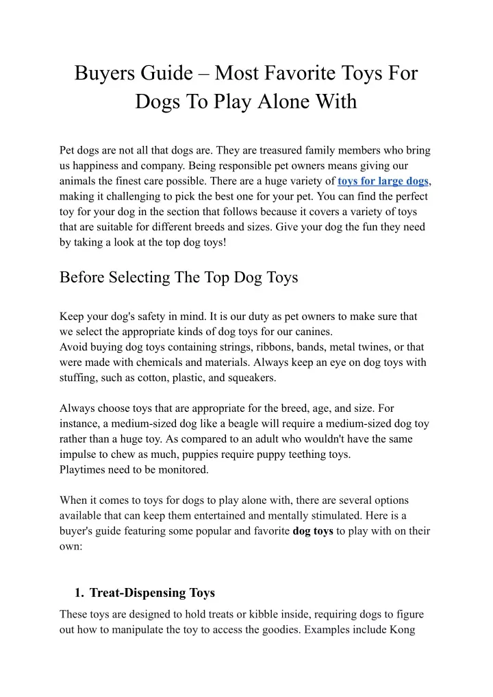 PPT - Buyers Guide – Most Favorite Toys For Dogs To Play Alone With ...