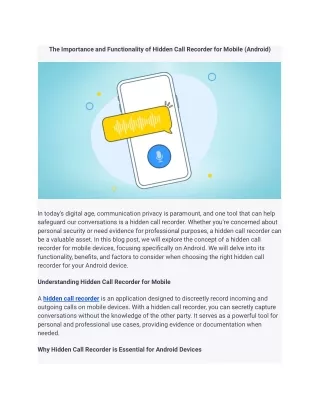 the importance and functionality of hidden call