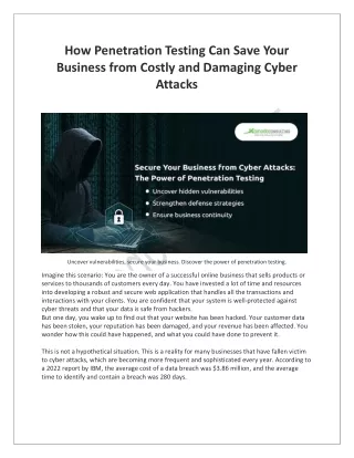 How Penetration Testing Can Save Your Business from Costly and Damaging Cyber Attacks