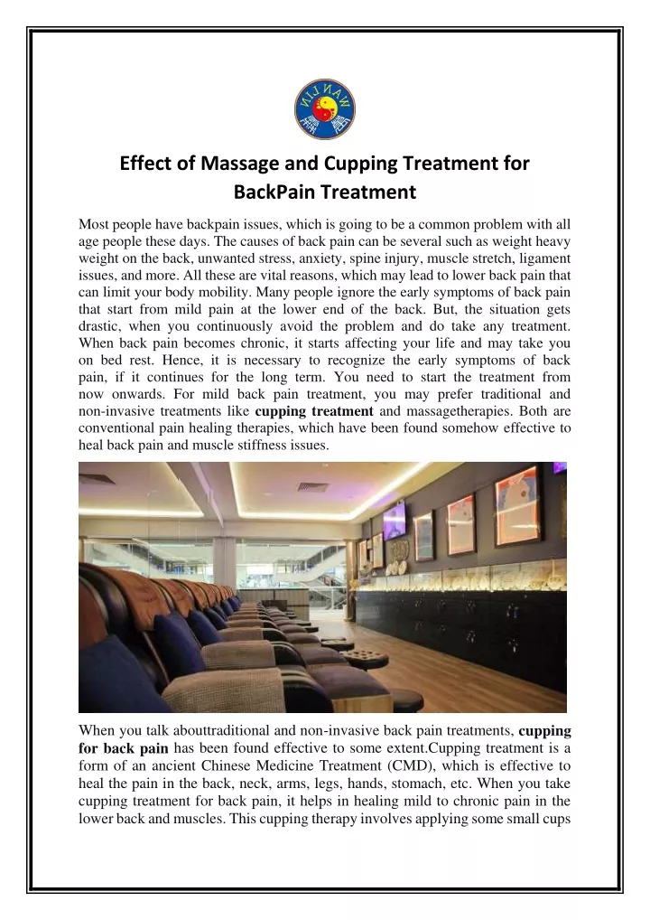 effect of massage and cupping treatment