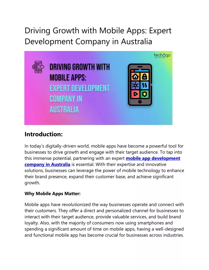 driving growth with mobile apps expert