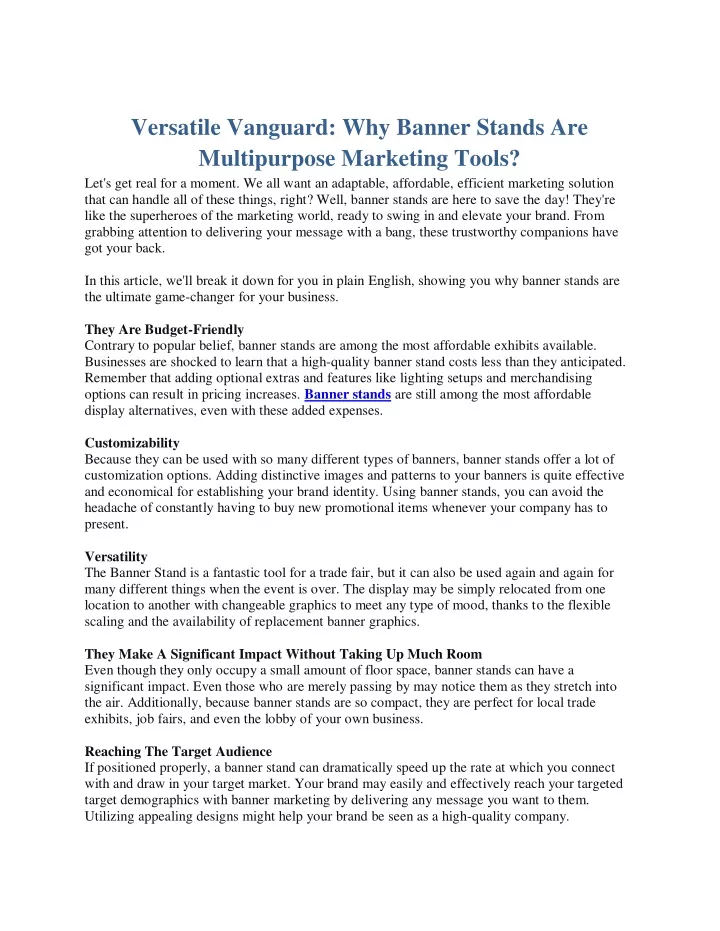 versatile vanguard why banner stands