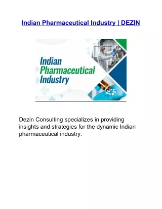 Indian Pharmaceutical Industry | DEZIN