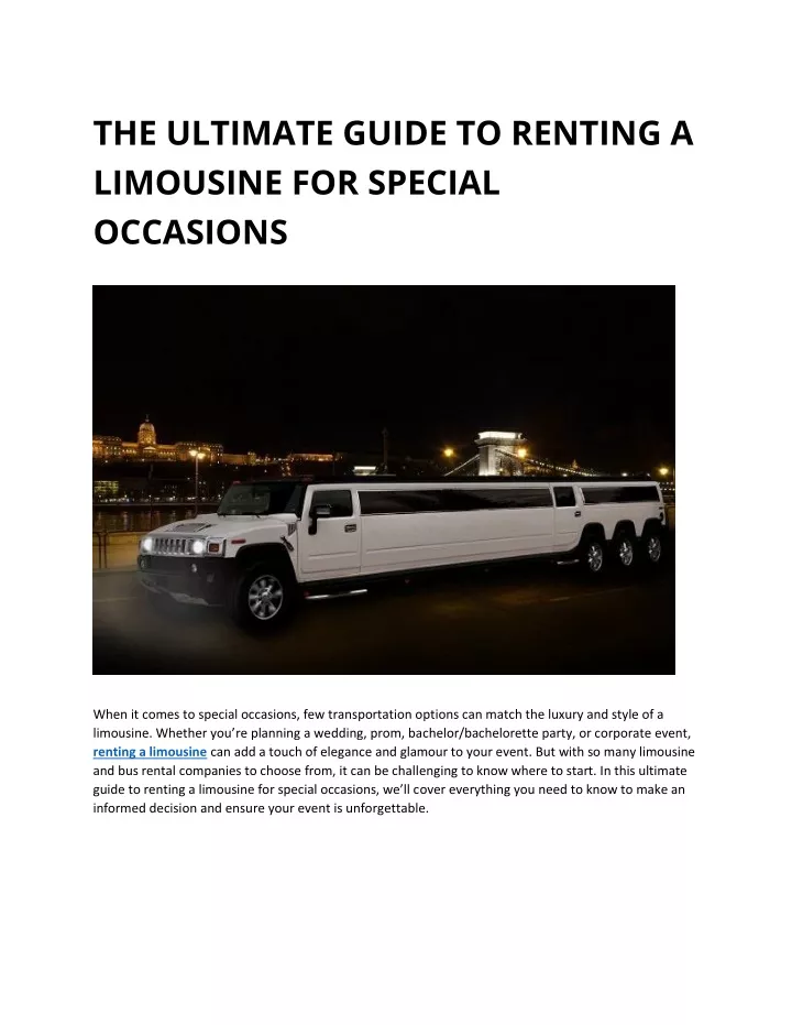 the ultimate guide to renting a limousine