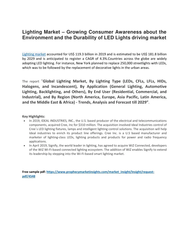 lighting market growing consumer awareness about