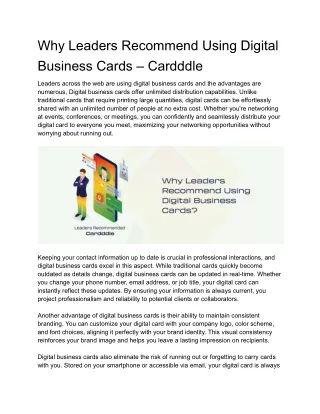 Why Leaders Recommend Using Digital Business Cards – Cardddle