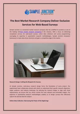 The Best Market Research Company Deliver Exclusive Services for Web-Based Surveys
