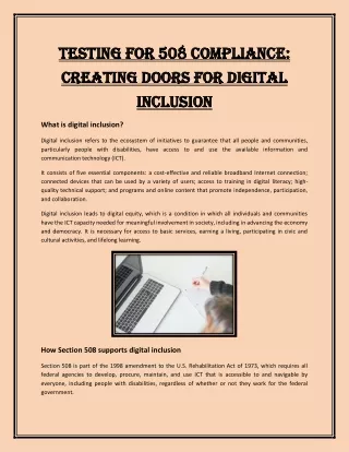 Testing for 508 Compliance: Creating Doors For Digital Inclusion