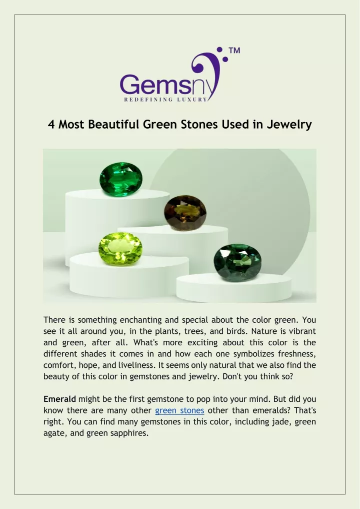 4 most beautiful green stones used in jewelry