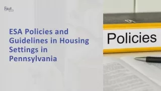 ESA Policies and Guidelines in Housing Settings in Pennsylvania