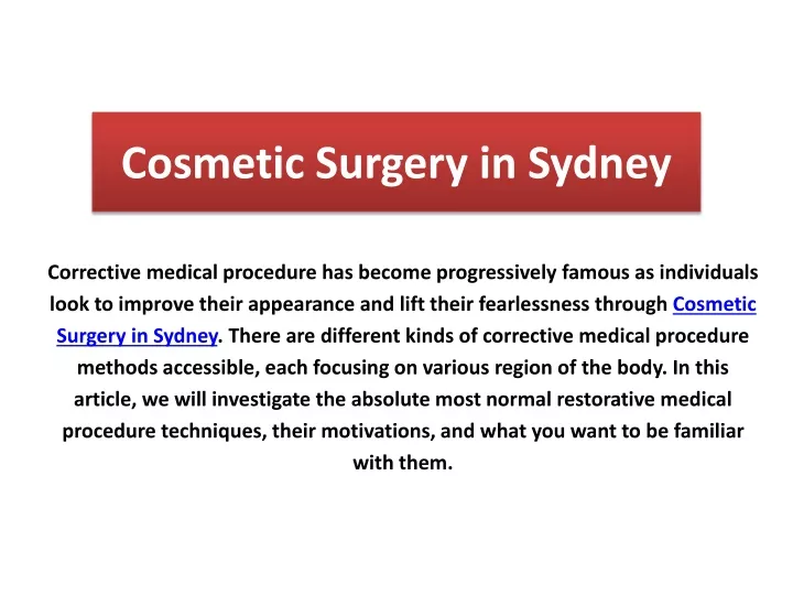 cosmetic surgery in sydney