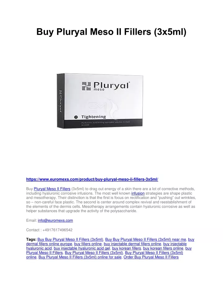 buy pluryal meso ii fillers 3x5ml