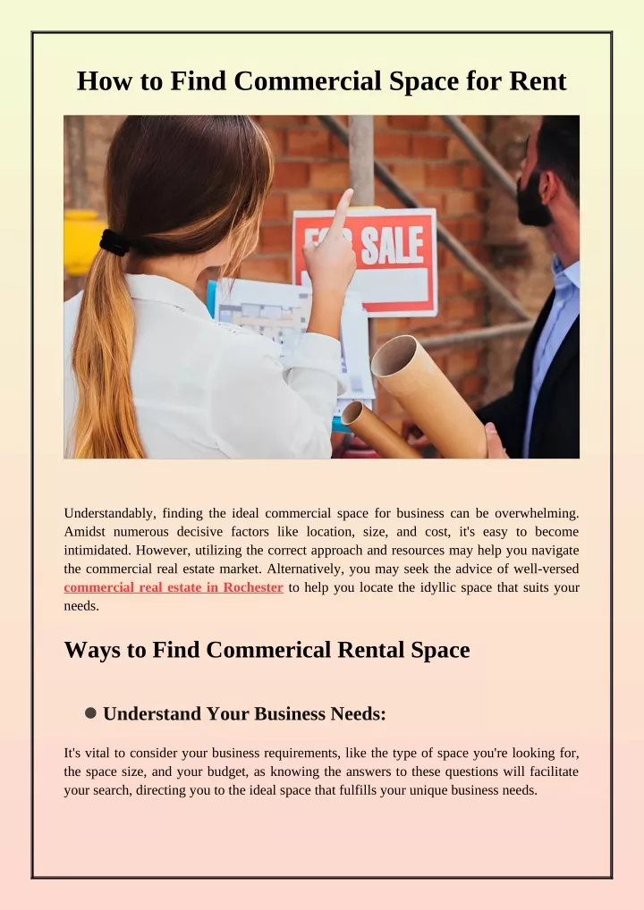 how to find commercial space for rent