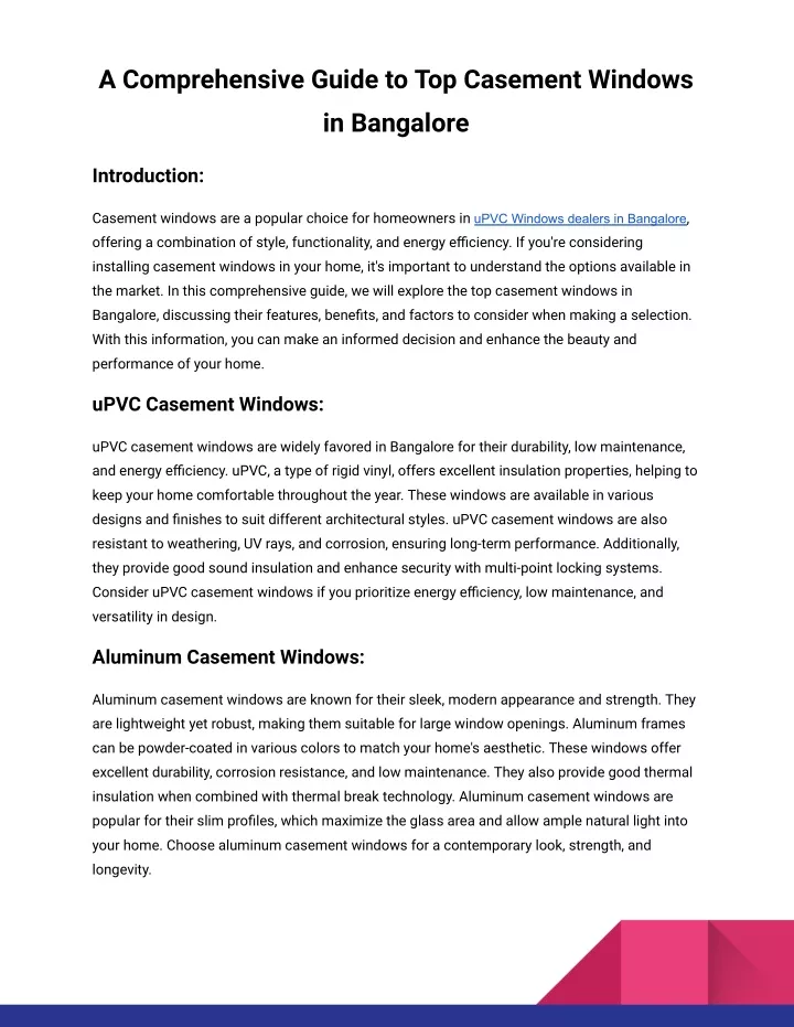 a comprehensive guide to top casement windows