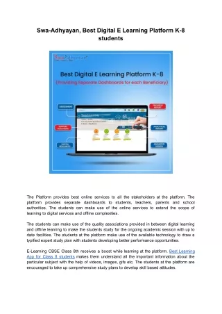 swa adhyayan best digital e learning platform