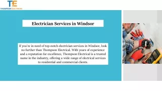 Electrician Services in Windsor - Thompson Electrical