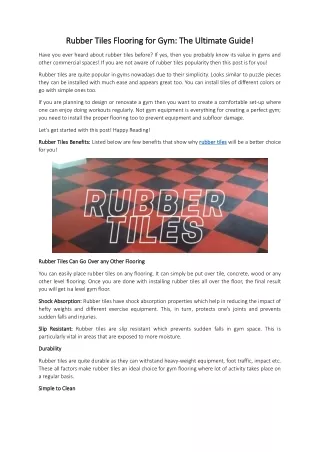 Rubber Tiles Flooring for Gym