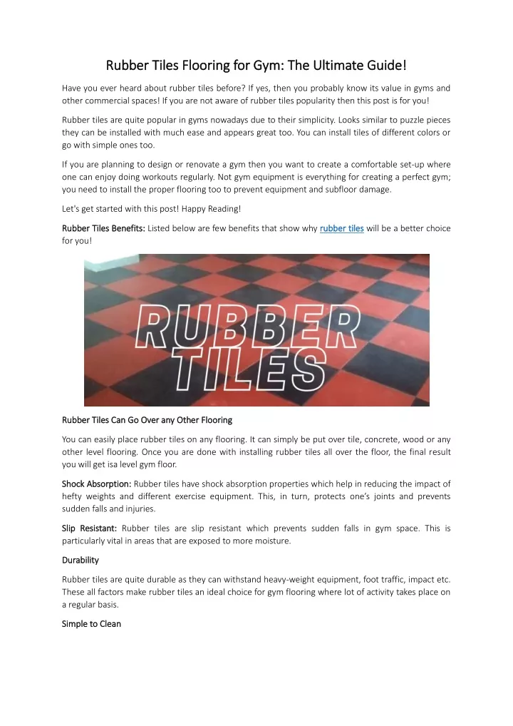 rubber tiles flooring for gym the ultimate guide
