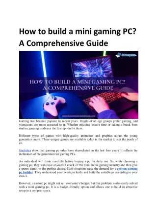 how to build a mini gaming pc a comprehensive