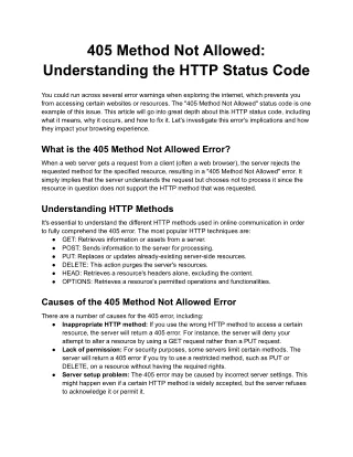 405 Method Not Allowed_ Understanding the HTTP Status Code