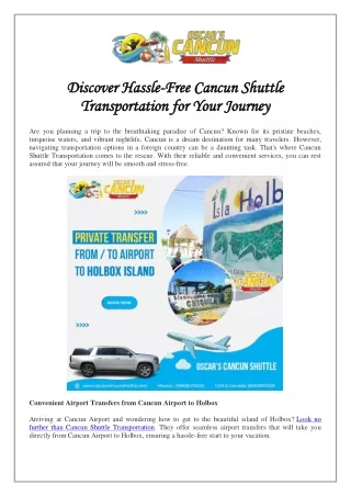Discover Hassle-Free Cancun Shuttle Transportation for Your Journey