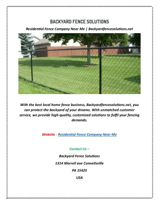 Residential Fence Company Near Me | Backyardfencesolutions.net