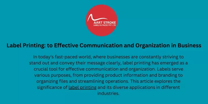 label printing to effective communication