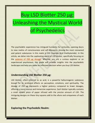 Buy LSD Blotter 250 µg Unleashing the Mystical World of Psychedelics Shop