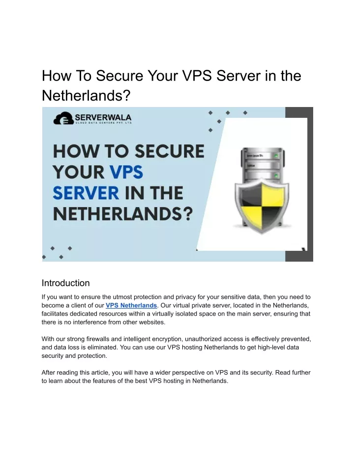 how to secure your vps server in the netherlands