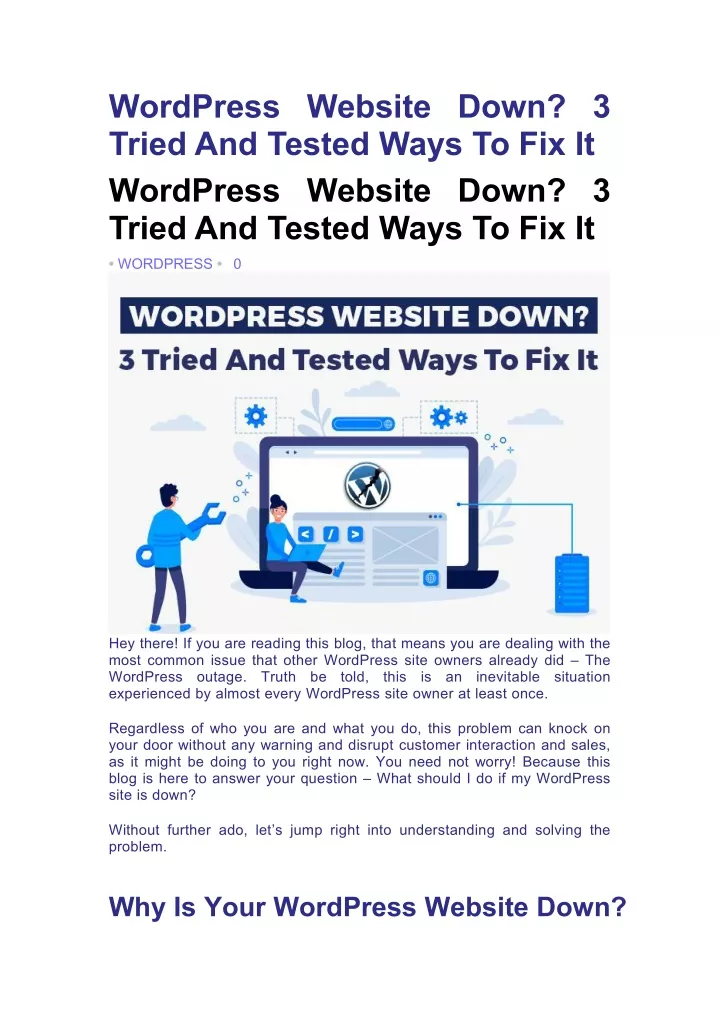 wordpress website down 3 tried and tested ways