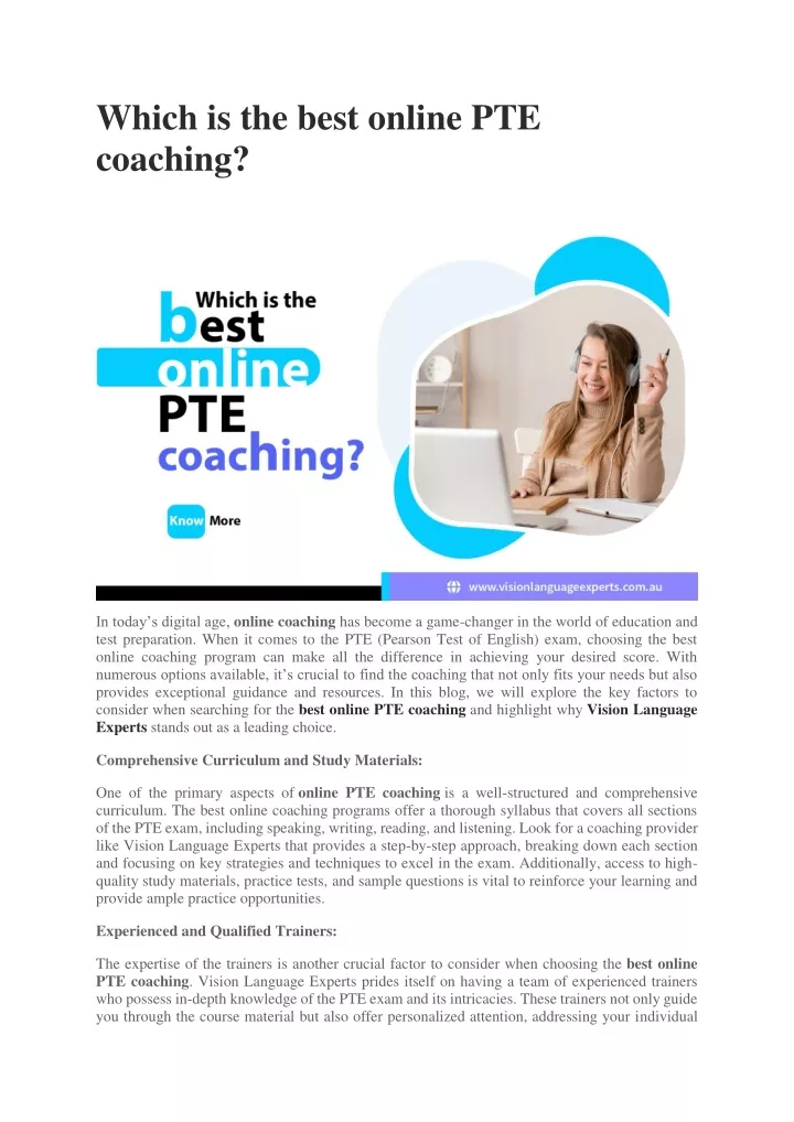 which is the best online pte coaching