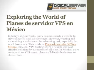 Exploring the World of Planes de servidor VPS