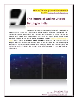 The Future of Online Cricket Betting in India
