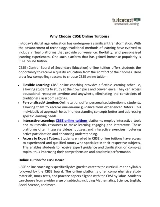 why choose cbse online tuitions