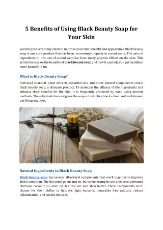 5 Benefits of Using Black Beauty Soap for Your Skin