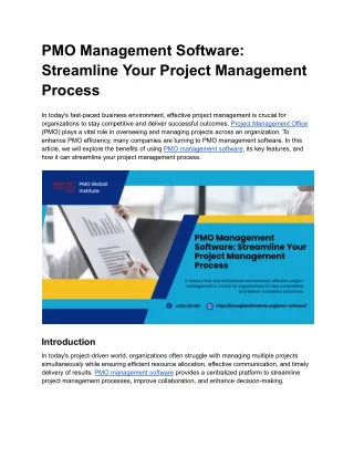 PMO Management Software_ Streamline Your Project Management Process