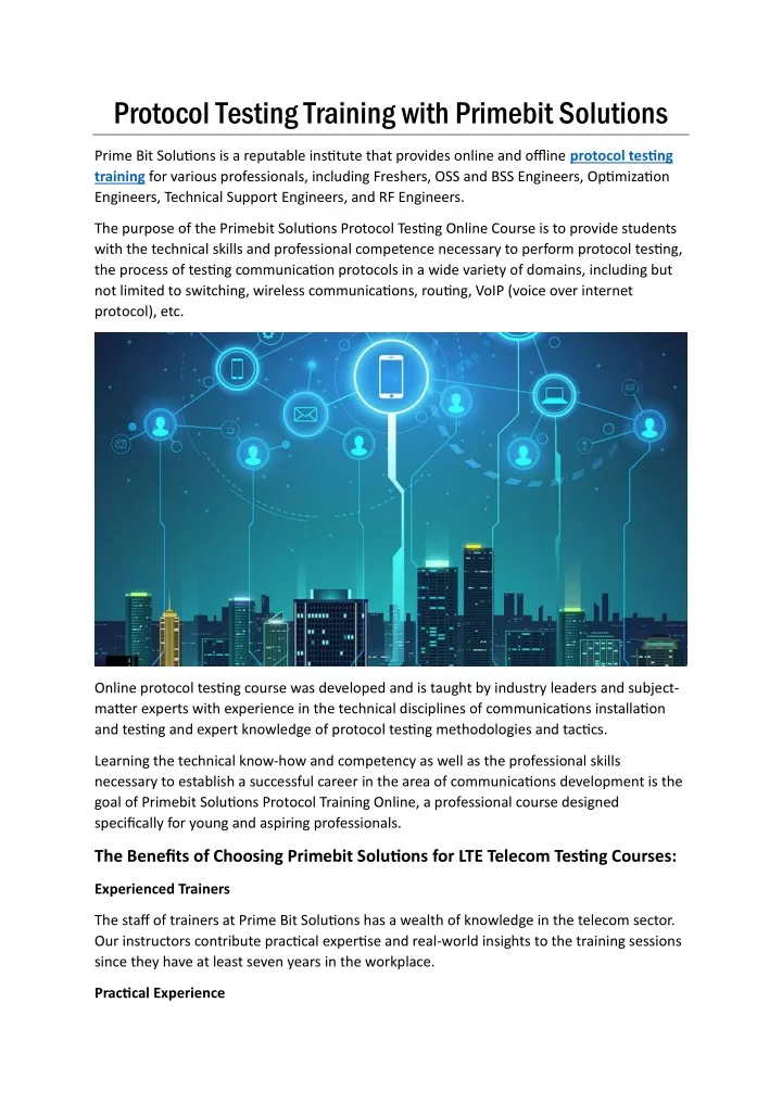 protocol testing training with primebit solutions