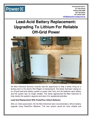 Lead-Acid Battery Replacement Upgrading To Lithium For Reliable Off-Grid Power