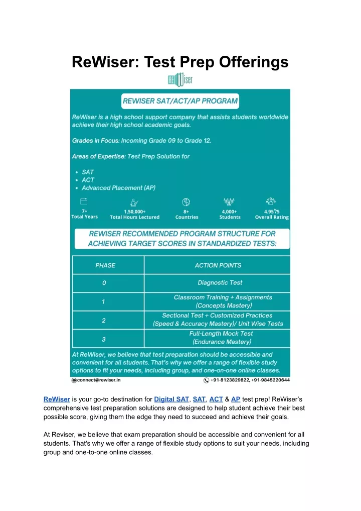 rewiser test prep offerings