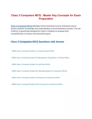 class 3 computers mcq master key concepts