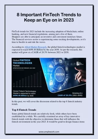 8 important fintech trends to keep