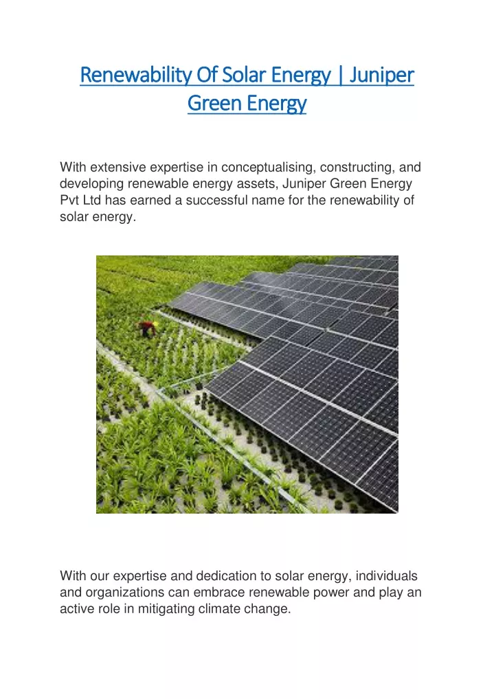 renewability of solar energy juniper renewability