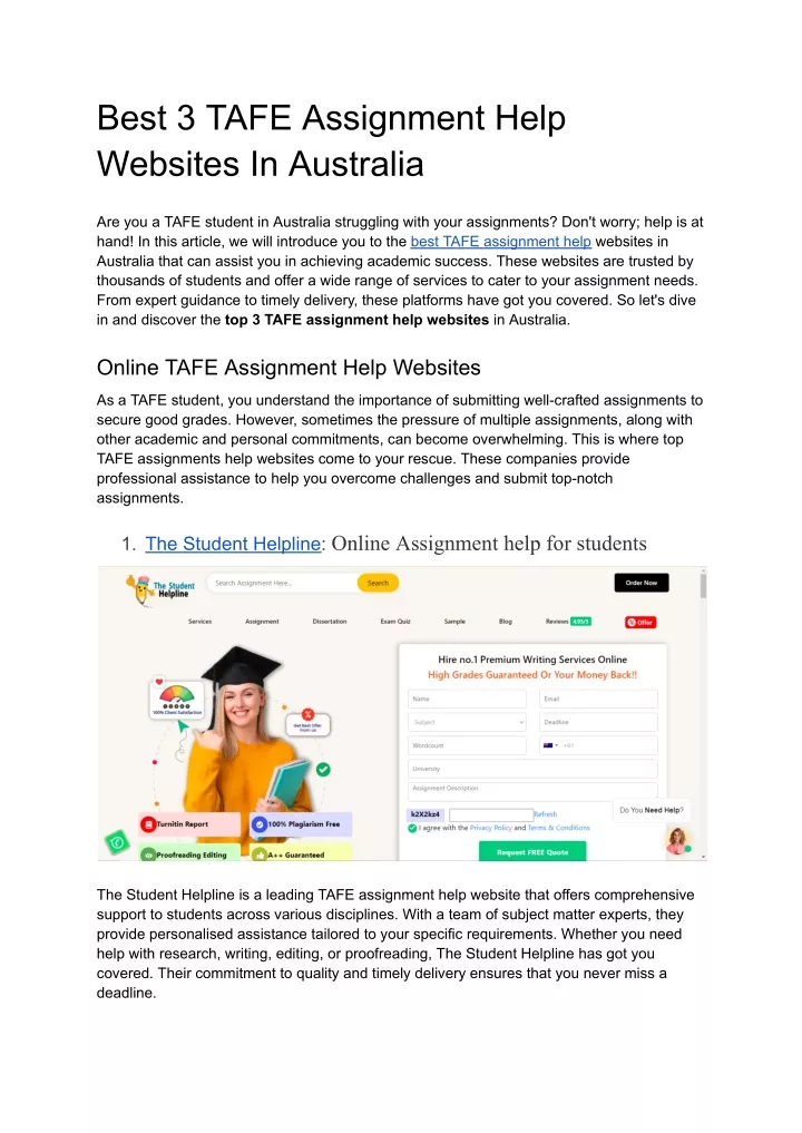 best 3 tafe assignment help websites in australia